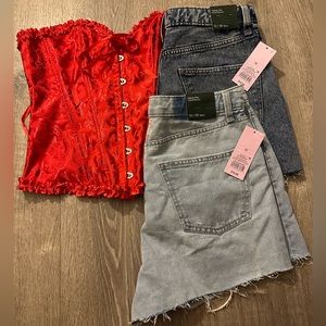 Bundle 2 High Rise Cutoff Shorts & Red Corset❤️